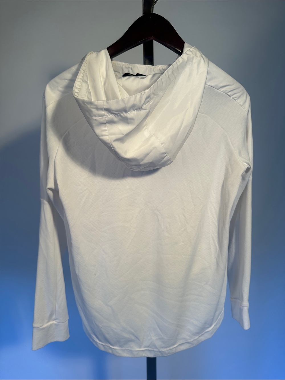 adidas White Hooded Pullover with Front Zip Pockets - Picture 3 of 5